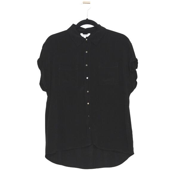 KOTON Black Short Sleeve Button Up Blouse Size Medium - Picture 1 of 5